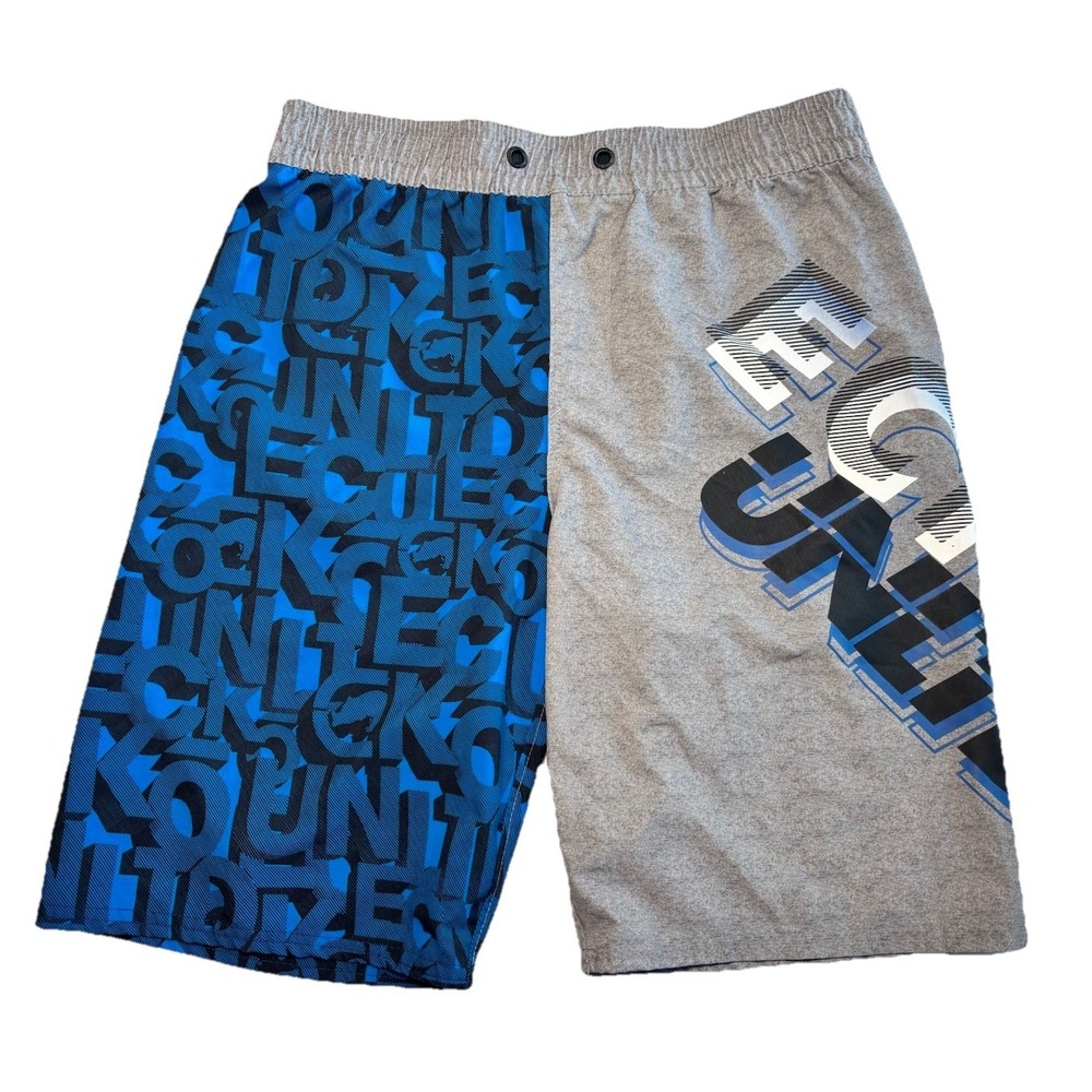 Ecko Unltd Men's Small Graphic Athletic Shorts Blue Gray Streetwear Lounge Gym